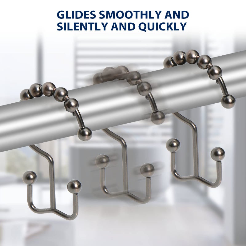 Gidse Shower Curtain Hooks Sturdy Stainless Steel Double Sided Shower Hooks Rings for Bathroom Shower Curtain Rods Curtains Set of 12 Hooks - Bronze - Image 5
